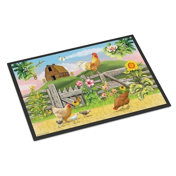 Carolines Treasures Carolines Treasures PRS4037MAT 18 x 27 in. Rooster On Fence Indoor or Outdoor Mat PRS4037MAT - main